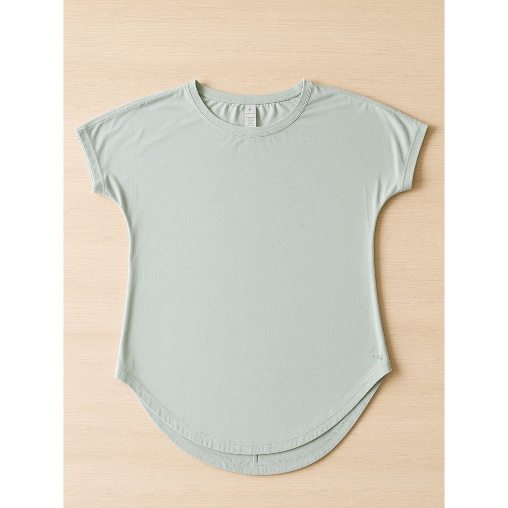 Vitality Cloud Short Sleeve Tee Sage Green Curved Hem Athletic Top Women Small